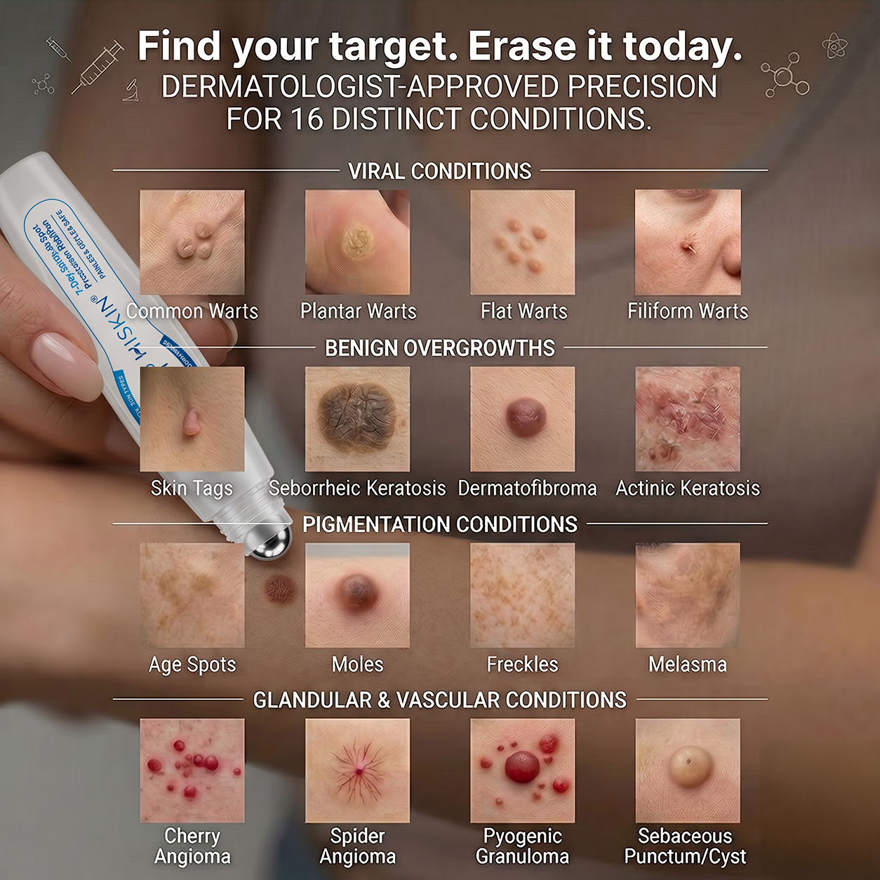 𝐇𝐈𝐒𝐊𝐈𝐍®👩‍⚕️ 𝟕-𝐃𝒂𝘆 𝐒𝗸𝐢𝐧 𝐓𝒂𝗴 & 𝐒𝐩𝙤𝐭 𝐄𝐫𝒂𝐬𝙚𝐫 Painless & Scar-Free Advanced Imperfection Removal Rollerball Pen✨✨