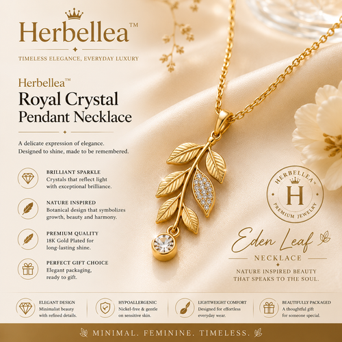 Herbellea™ Eden Leaf Necklace for Women | Nature Inspired Gold Pendant Jewelry | Minimal Botanical Necklace Gift